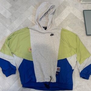 Nike Hoodie Men's Green Blue Icon Clash Pullover Jacket Vintage Retro, Small